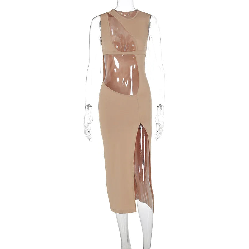 Autumn Puss Hollow Evening Midi Dresses