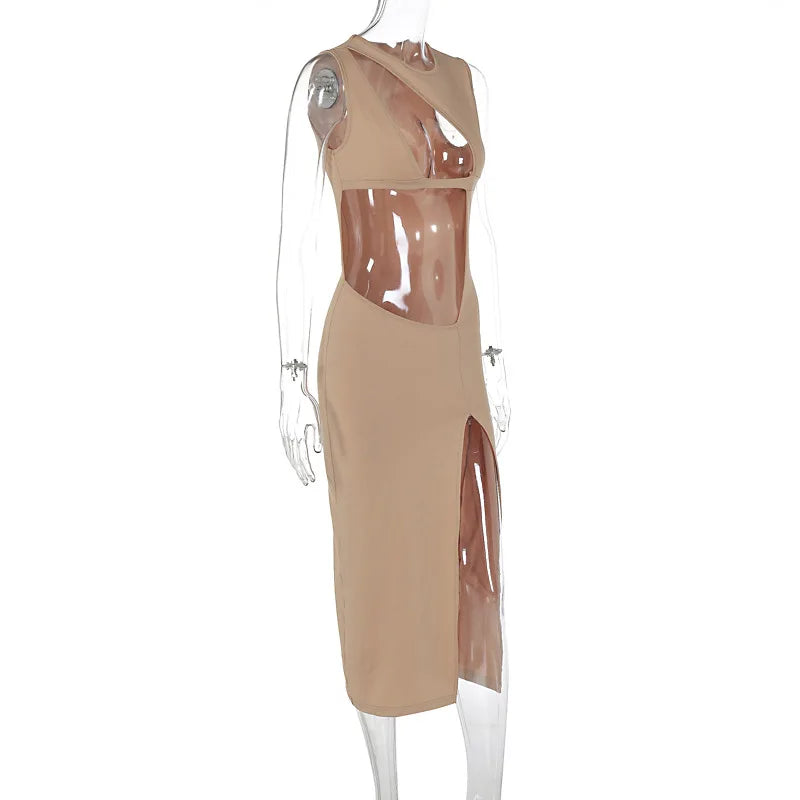 Autumn Puss Hollow Evening Midi Dresses