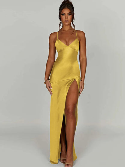 Autumn/winter Puss V-neck Halter Evening Bodycon Midi Dresses