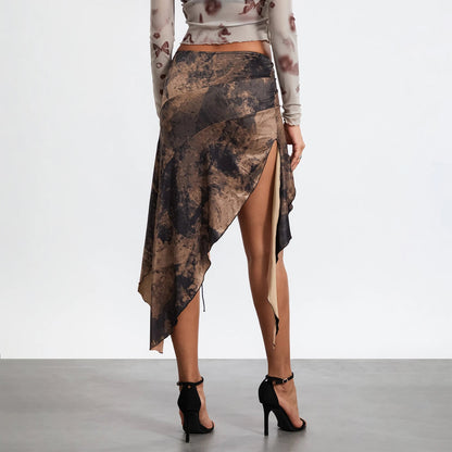 High Split Print Skirt