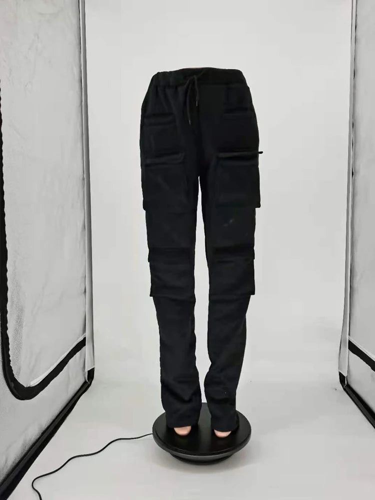 Red Stacked High Waist Tracksuits Joggers Sweatpants
