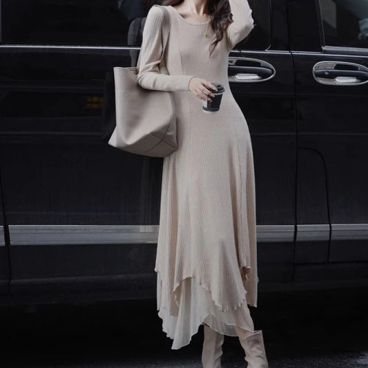 Senior Knitted Slimming Gentle Y2k Midi Dresses