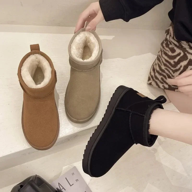 Shoes Australian Boots Winter Footwear Round Toe Flat Heel Boots- Snow Low Ankle Cotton 36-42