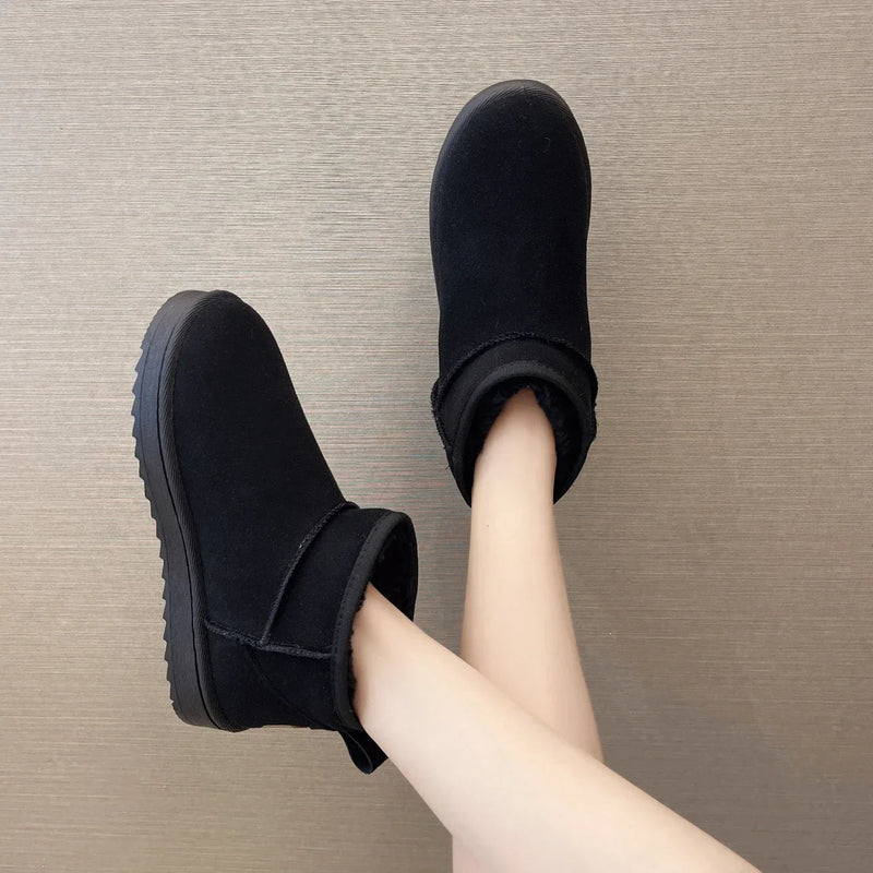 Shoes Australian Boots Winter Footwear Round Toe Flat Heel Boots- Snow Low Ankle Cotton 36-42