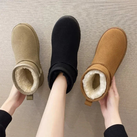 Shoes Australian Boots Winter Footwear Round Toe Flat Heel Boots- Snow Low Ankle Cotton 36-42