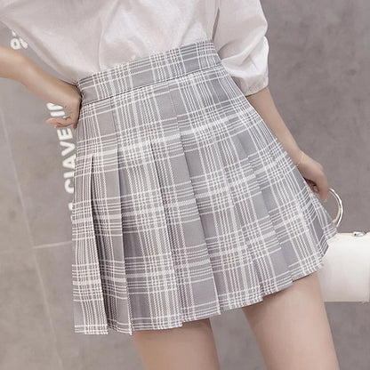A-line Student Plaid Pleated Dance Mini Kawaii Skirt