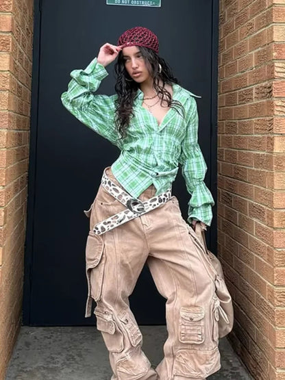 Turndown Collar Ruffle Blouse