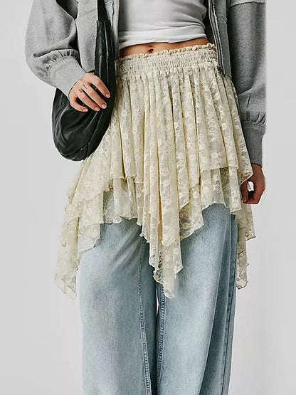 Lace Irregular Hem Skirt