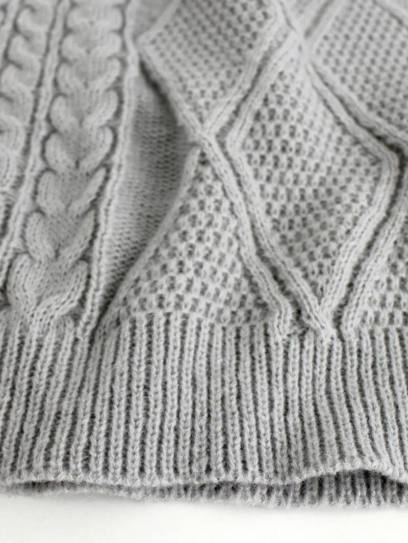Long Round Collar Pullover Short Twist Winter Sweater