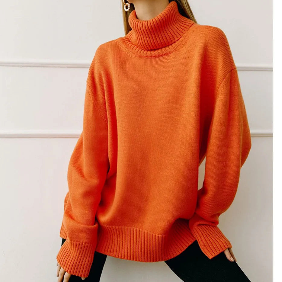 Turtleneck Oversized Chunky Long Loose Slouchy Sweater