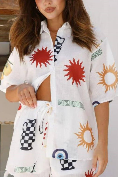 Printed Elasticated Shorts-set