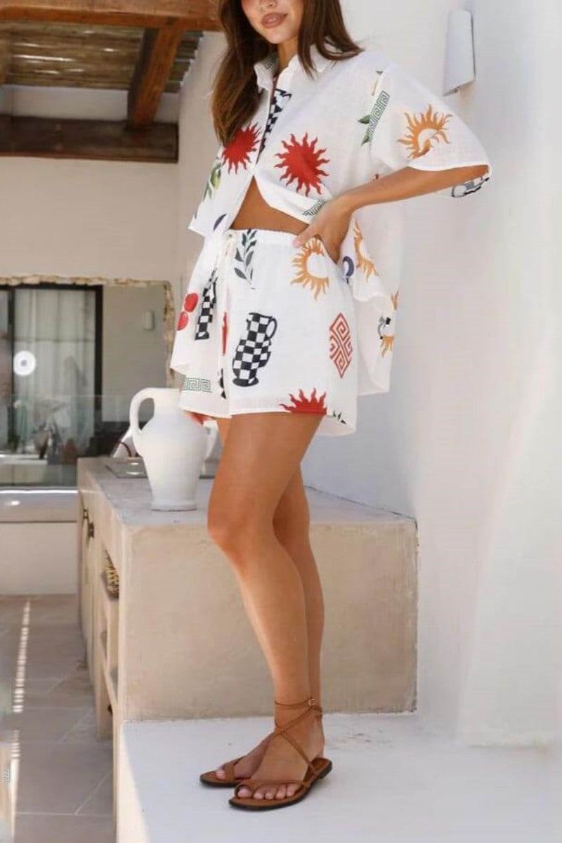 Printed Elasticated Shorts-set