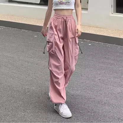 Techwear Parachute Track Pants: Y2k Wide Leg Sweatpants