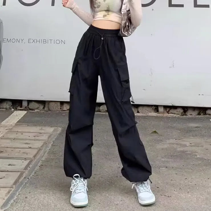 Techwear Parachute Track Pants: Y2k Wide Leg Sweatpants