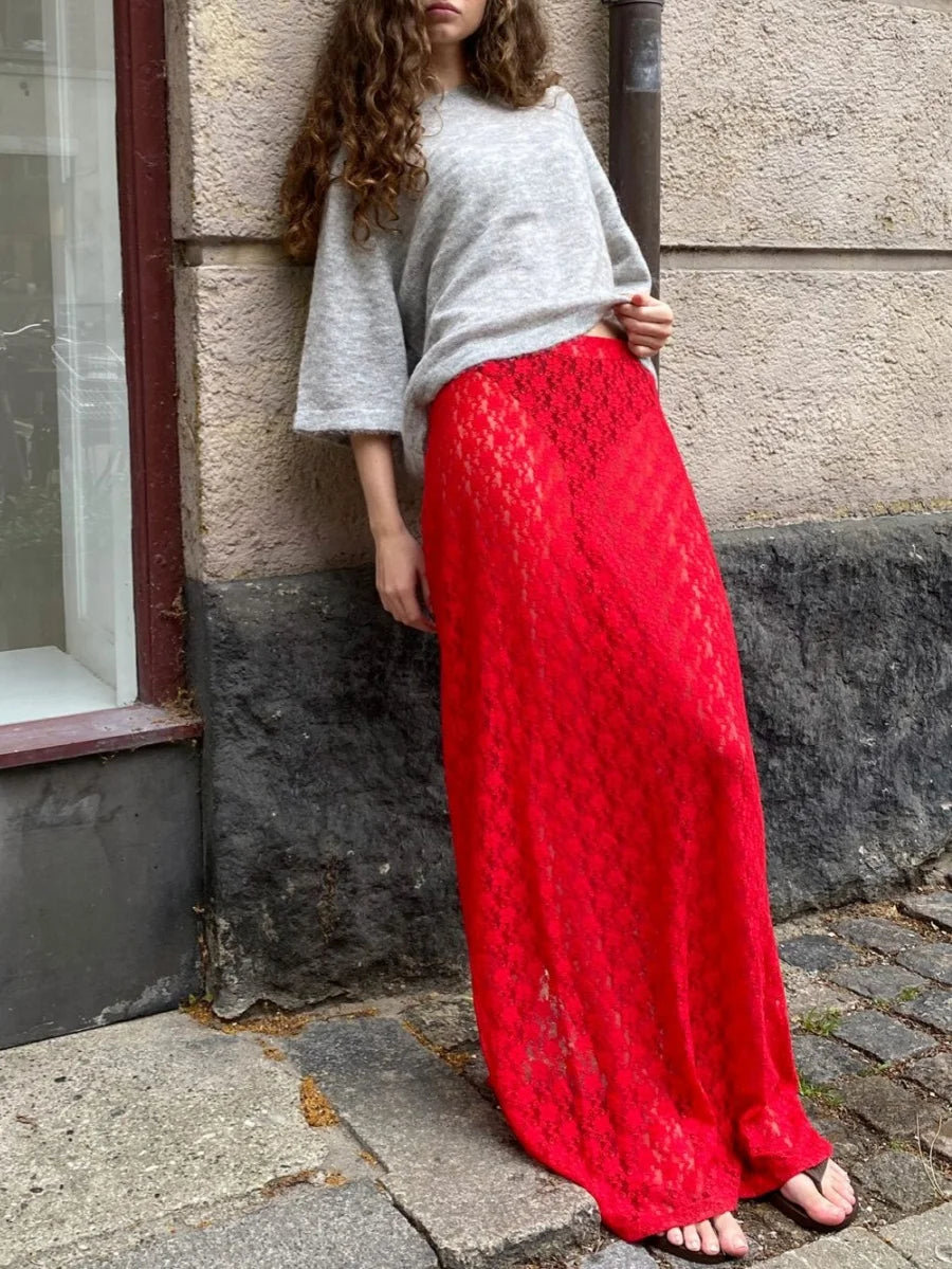 Lace Low Rise Maxi Skirt