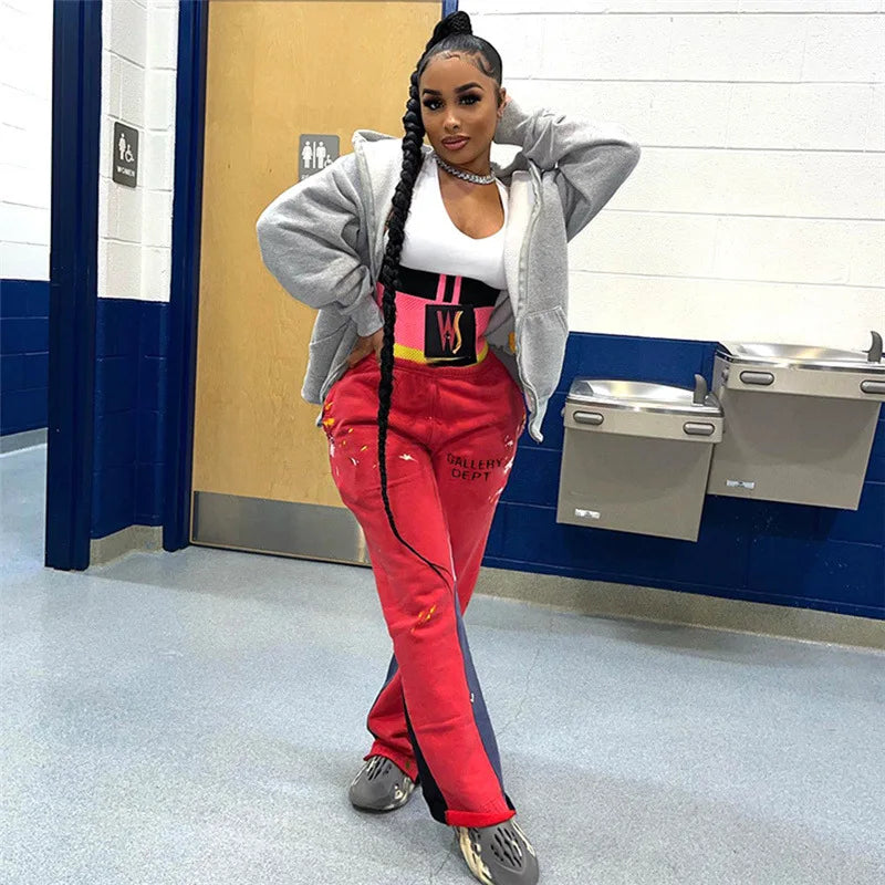 Y2k Style Fitness Loose Letter Design Sweatpants