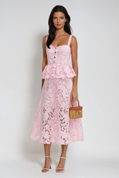 Yaeko Spaghetti Lace Maxi Dress