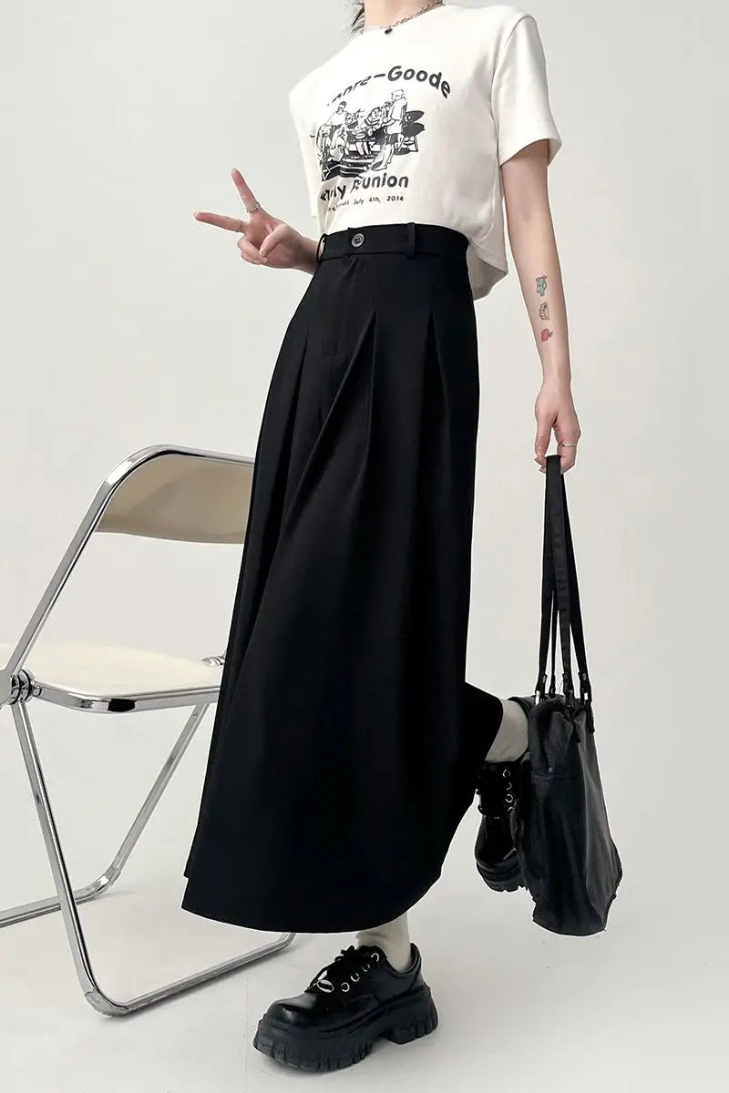 Soft Pleated Draped Elastic Waist Slim Skirt
