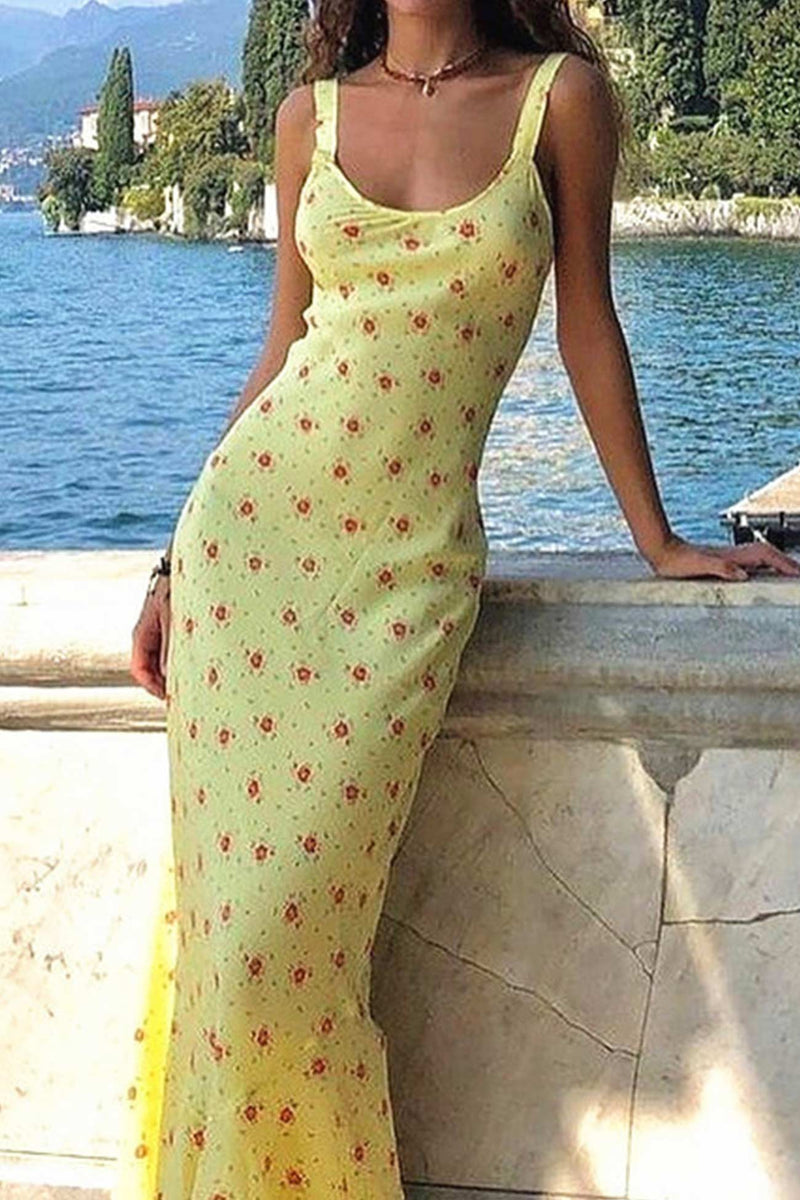 Yellow Scoop Neck Tank Dress