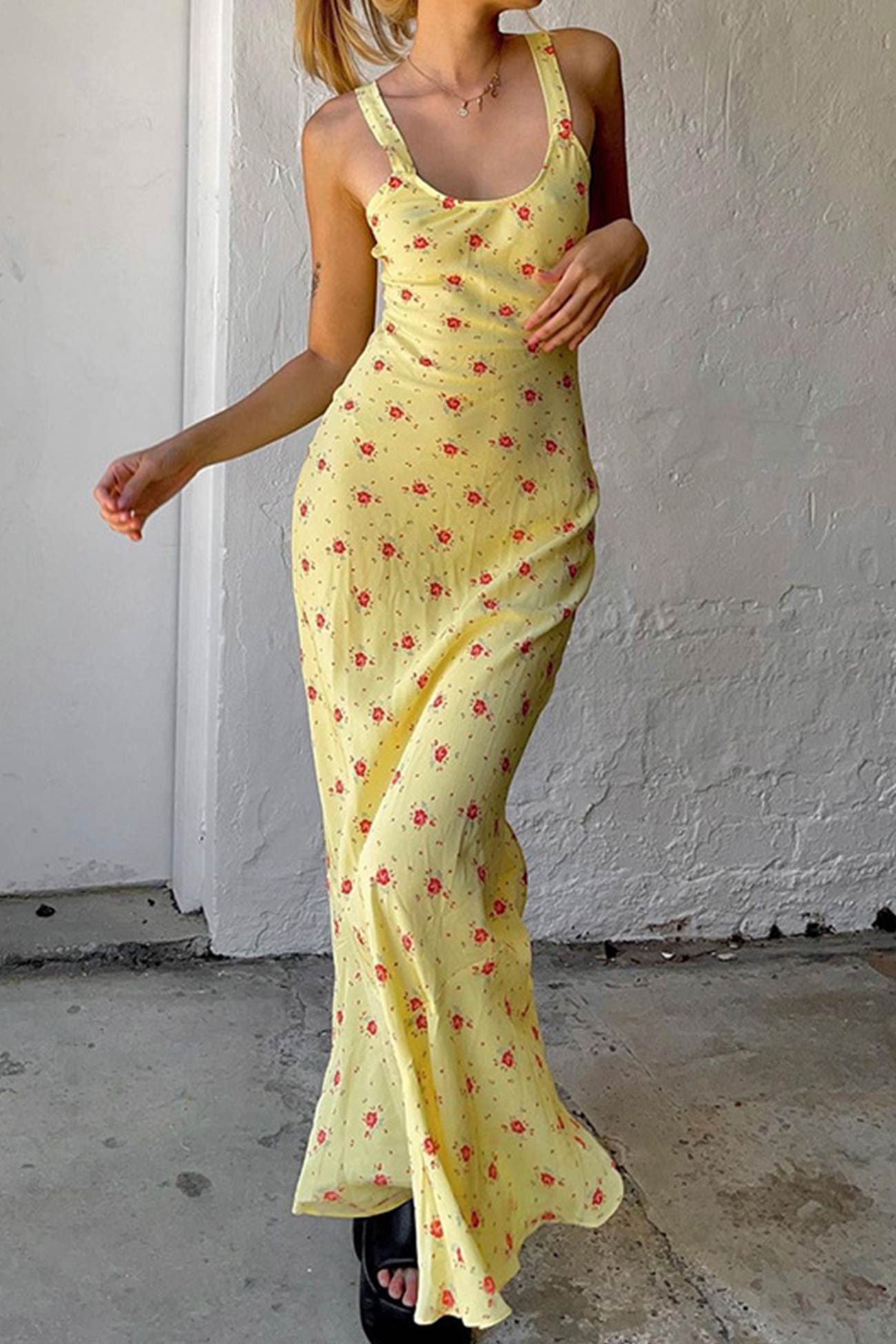 Yellow Scoop Neck Tank Dress