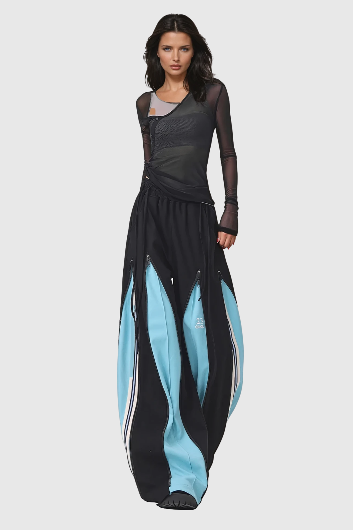 Yoel Deconstruct Stripe Wide Leg Pants