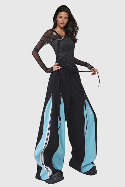 Yoel Deconstruct Stripe Wide Leg Pants