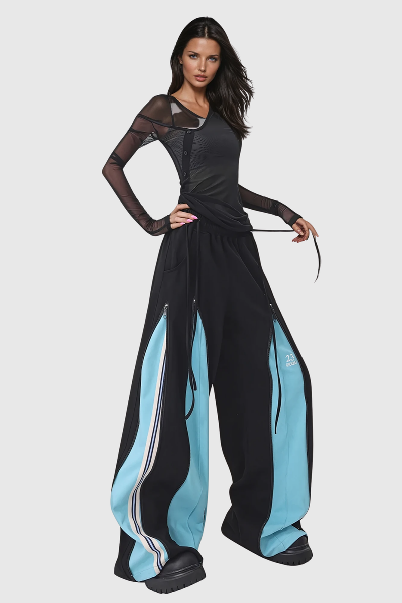Yoel Deconstruct Stripe Wide Leg Pants