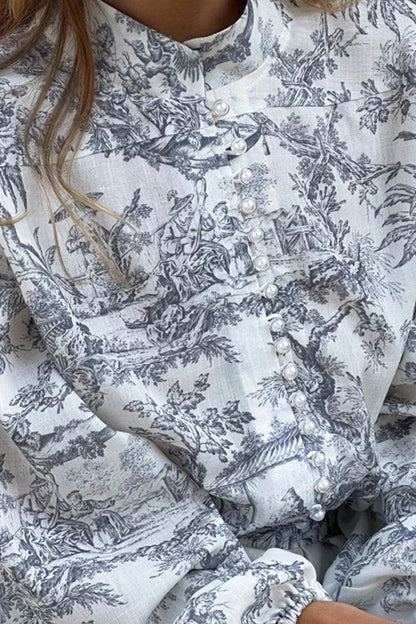 Yoli Ink Painting Print Tie Up A-line Mini Dress