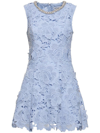 Yuriy Crystal Embellished Lace Mini Dress