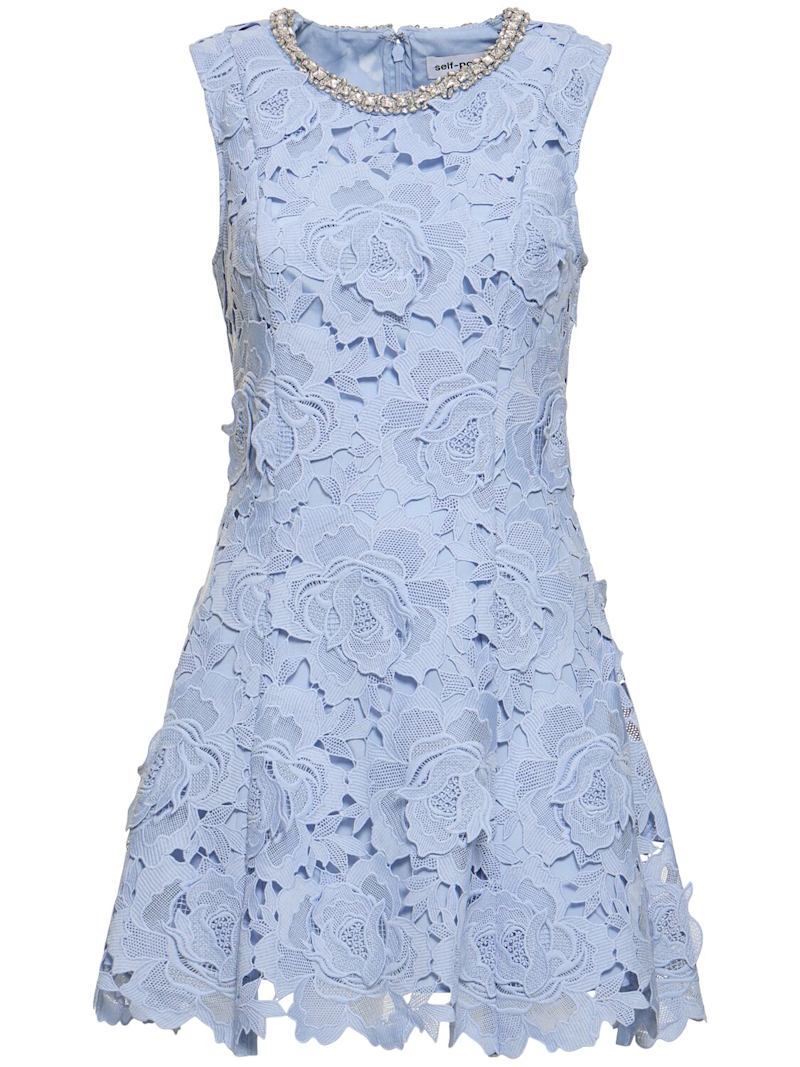 Yuriy Crystal Embellished Lace Mini Dress