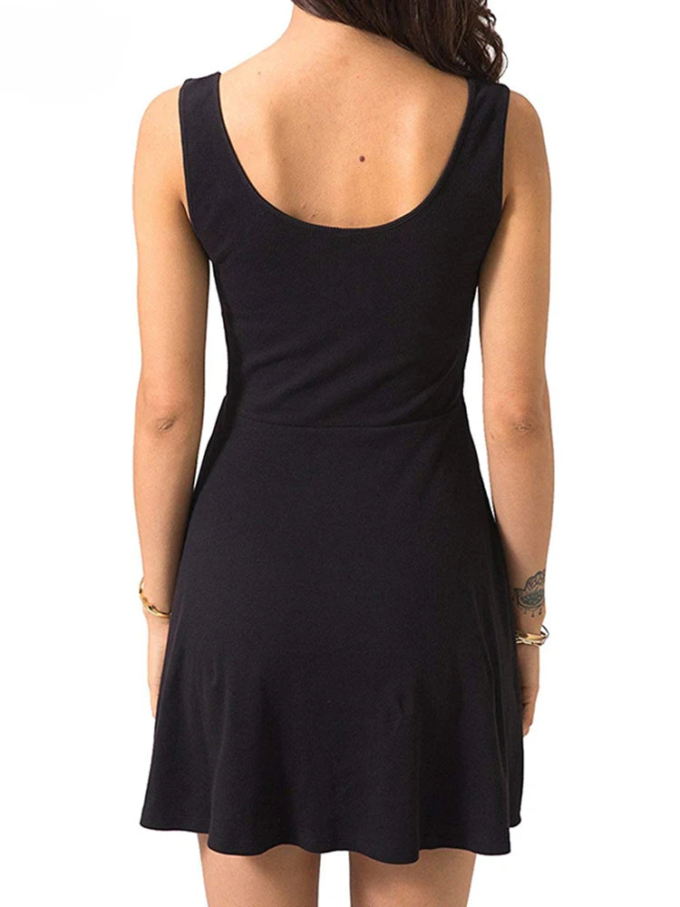 Sleeveless High Slim Flare Midi Dresses