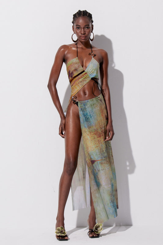 Zane Cutout Asymmetric Maxi Dress