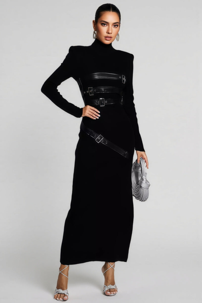 Brock Black Pu Maxi Dress