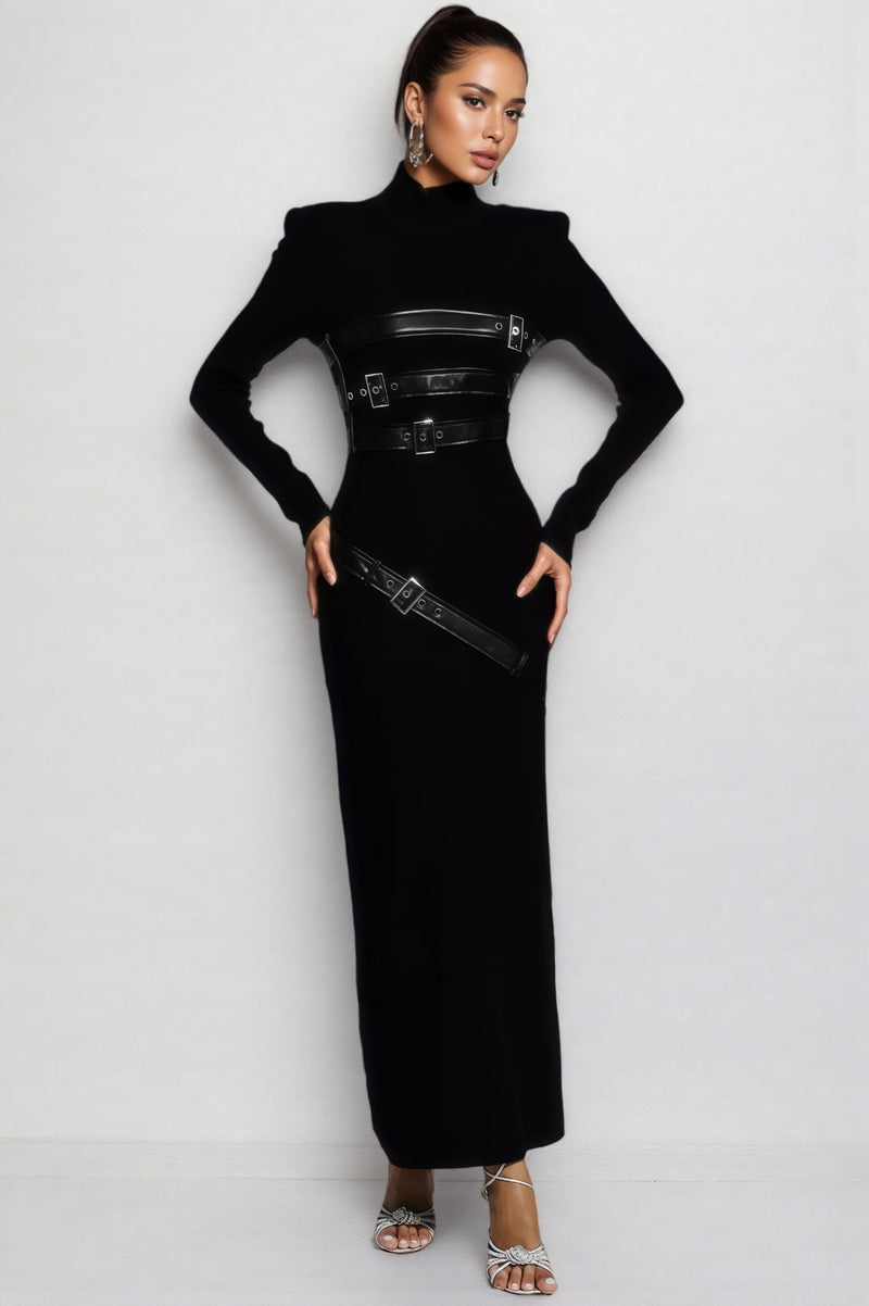 Brock Black Pu Maxi Dress