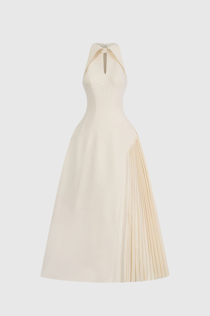 Zion Sleeveless Ruch Deconstruct Maxi Dress in White