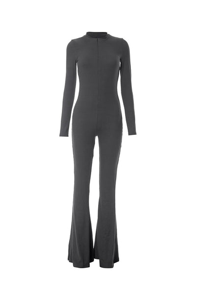 Zipper Flares Jumpsuits