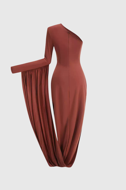 Zita One Shouder Ruch Maxi Dress