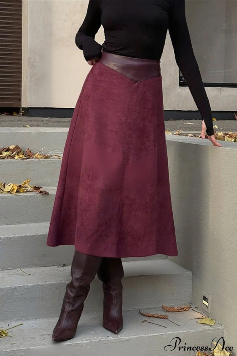 A-line Maxi Suede Skirt