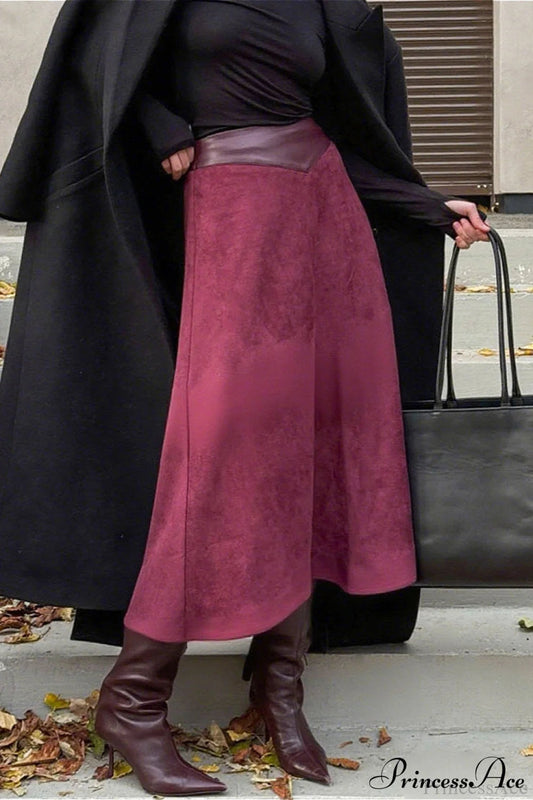 A-line Maxi Suede Skirt