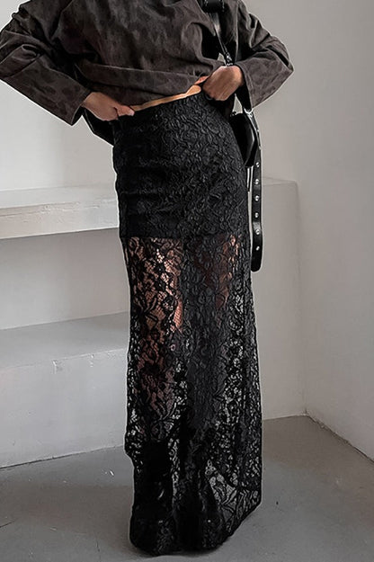Lace Cutout A-line Skirt