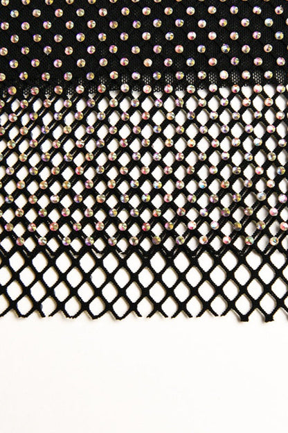 Rhinestone Mesh Bodycon Mini Skirt