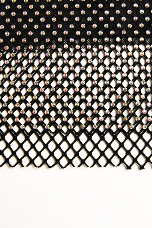 Rhinestone Mesh Bodycon Mini Skirt