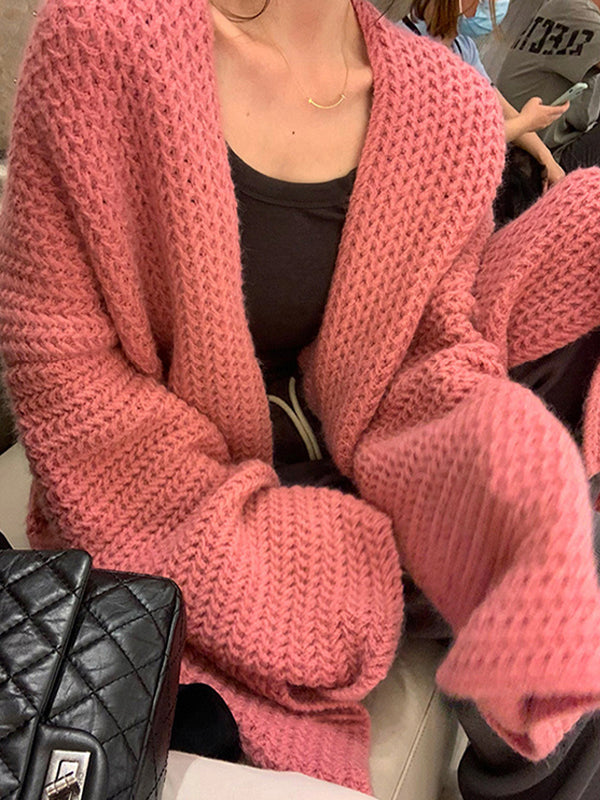 Color Oversized Knit Cardigan