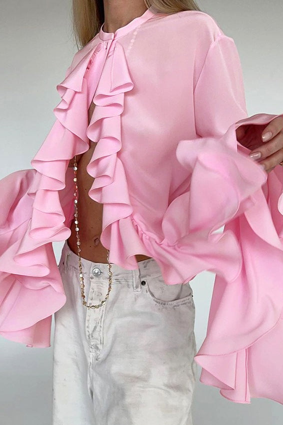 Ruffled Long-sleeve Blouse