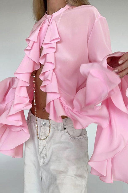 Ruffled Long-sleeve Blouse