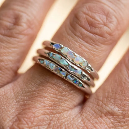 Vintage Layered Blue Stones Silver Ring