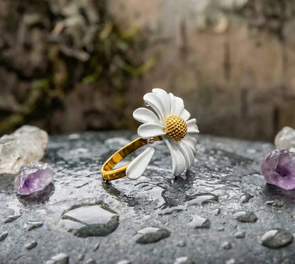 Vintage Daisy Flower Elegant Adjustable Ring