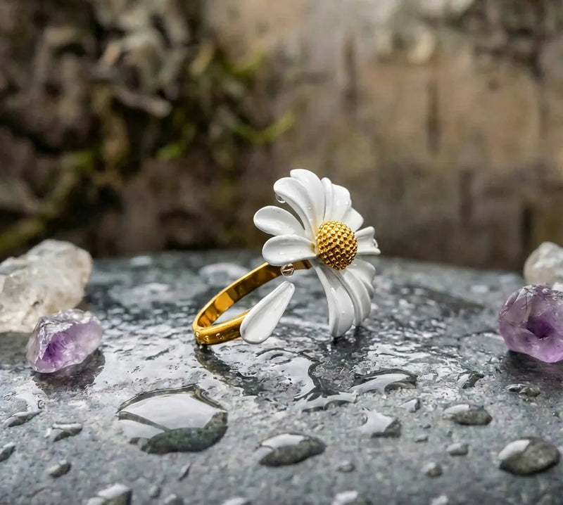Vintage Daisy Flower Elegant Adjustable Ring
