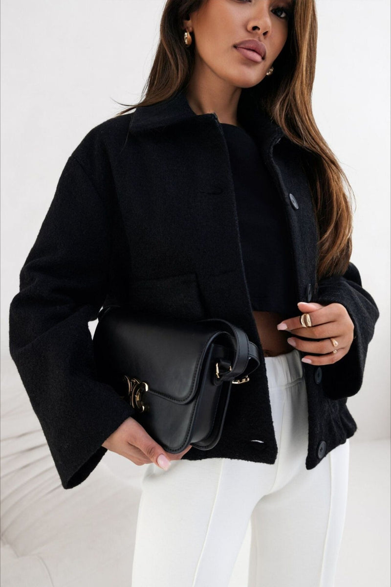 Wool Pocket Elastic Snap Coat