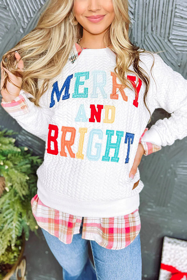 Christmas Letter Print Loose Long-sleeved Sweatshirt